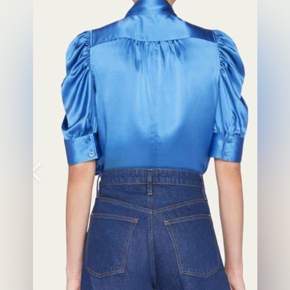 FRAME "Gillian" silk top in slate blue - Picture 2 of 5